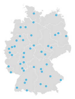 Deutschlandkarte mit Alpmann Schmidt Zweigstellen